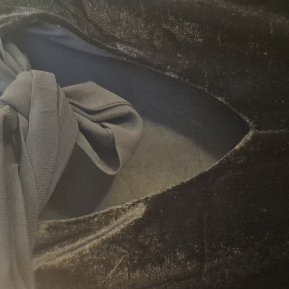 Womens HB Gabriella Mini Dress Black Velvet Chiffon Bow Goth Retro S/M - Picture 7 of 8